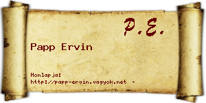 Papp Ervin névjegykártya