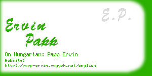 ervin papp business card